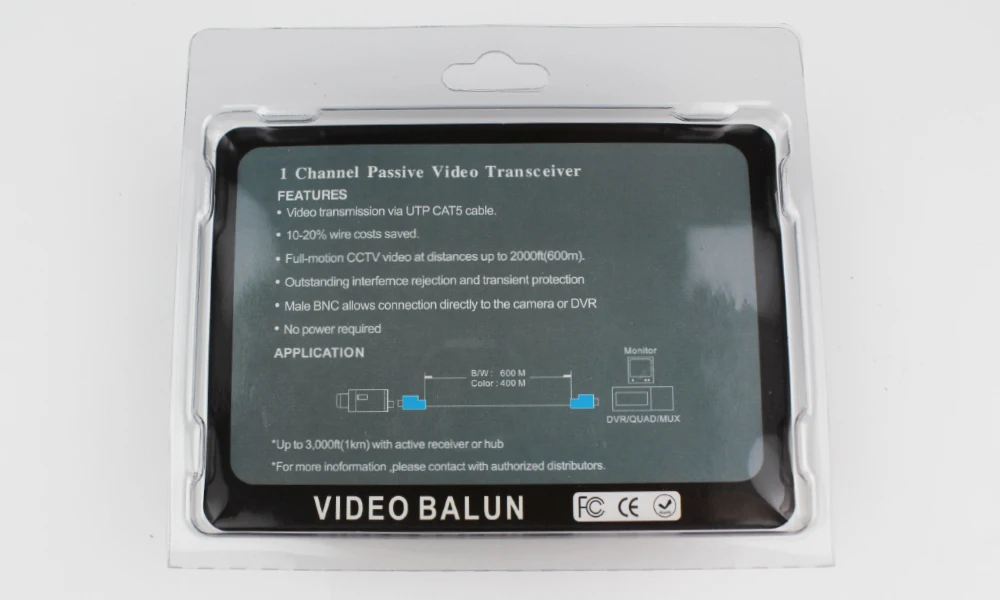 Free Shipping Twisted CCTV Video Balun Passive Transceivers 3000FT Distance Via UTP BNC Cable Cat5