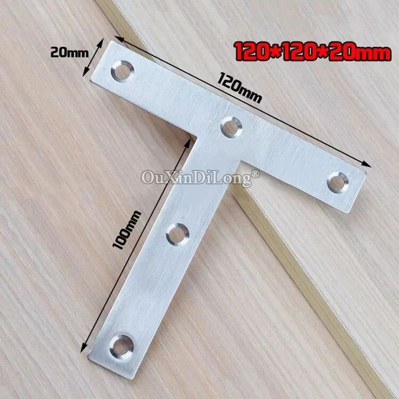 

High Quality 100PCS 120X120X20mm Stainless Steel Flat Corner Braces T Shape Board Frame Joint Shelf Support Brackets Connectors