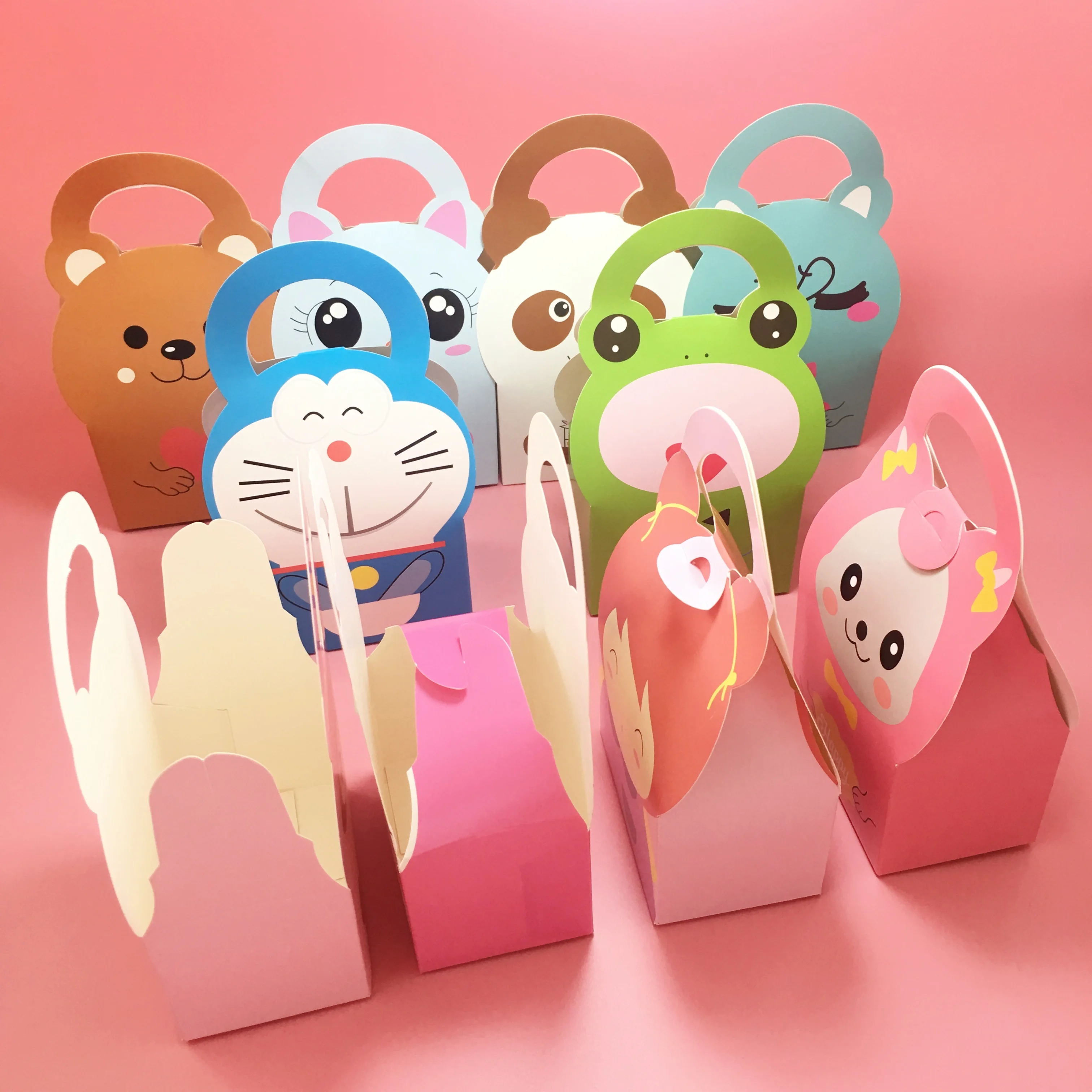 Cute Cartoon Animal Candy Box Baby Shower Favor Box Kids Birthday Party Decorations Gift Box Cake Snack Biscuits Paper Candy Bag