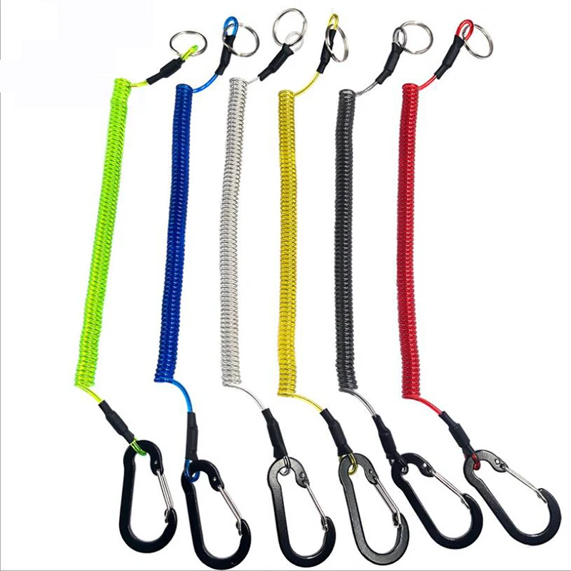 Carabiner Anti-Lost Rope sub-Plier Control Fish Hang Buckle Rope 6 Color Strong Pull Lanyard