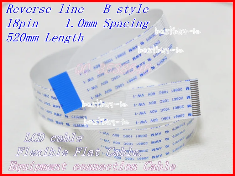 كابل مسطح مرن ، تباعد 1.0 مللي متر ، طول 520 مللي متر ، 18 دبوس B/خط عكسي ، FFC 18P * 1.0B * 520 مللي متر