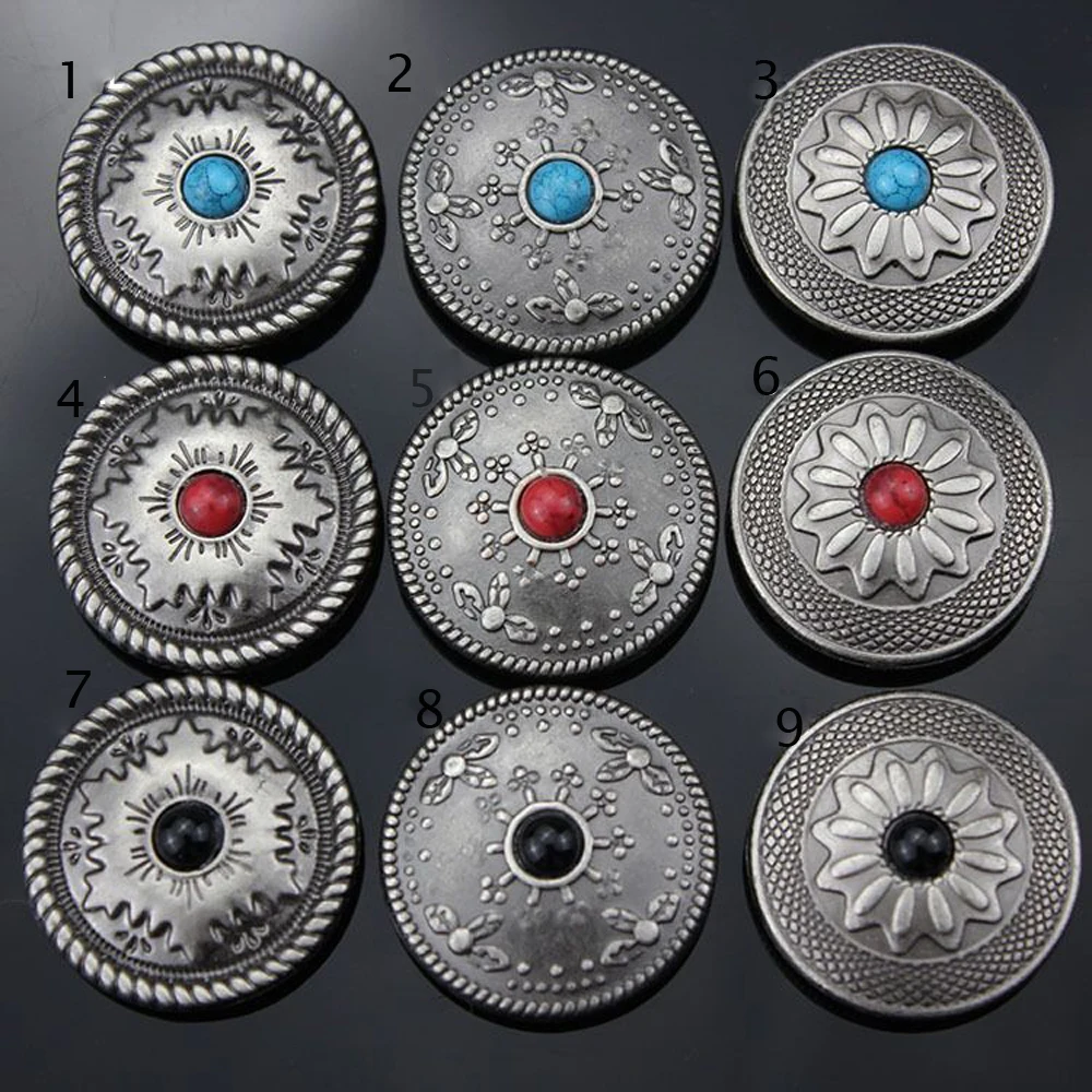 

DIY antique silver color rhinestone floral vintage leather craft wallet bag decoration caibu rivet button 20pcs/lot