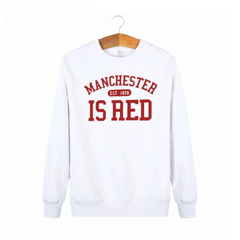 United Kingdom Red Letter Printed Cotton Long Sleeve  Sweatshirt O Neck Men Manchester Tops  Plus Size