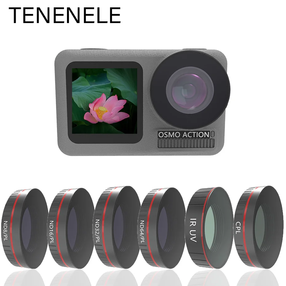 TENENELE For OSMO ACTION Camera Filter UV CPL ND1000 ND4/8/16/32-PL Filters Set For DJI Osmo Action Optical Glass Lens Accessory