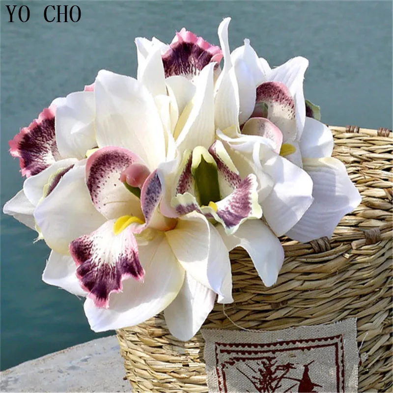 Artificial Orchid For Wedding Decoration  9 Color  Fake Flower For Wedding  For Home  Table  Garden Decoration Bridal Flower