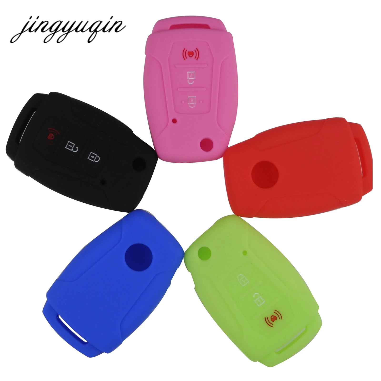 jingyuqin Silicone Key FOB Holder Protector For Ssangyong Rexton Korando C Tivoli Flip Folding Remote Cover Silica Gel Case