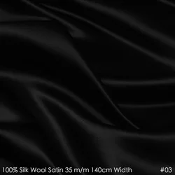 Mulberry Silk Wool Satin Fabric 40 momme Width 140cm Classic Black Dress Luxury Material For Sewing