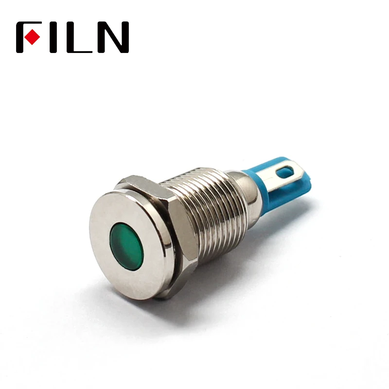 10mm LED Metal Indicator Light Waterproof IP67 Signal Lamp 12V Red Yellow Blue Green White Pilot Seal