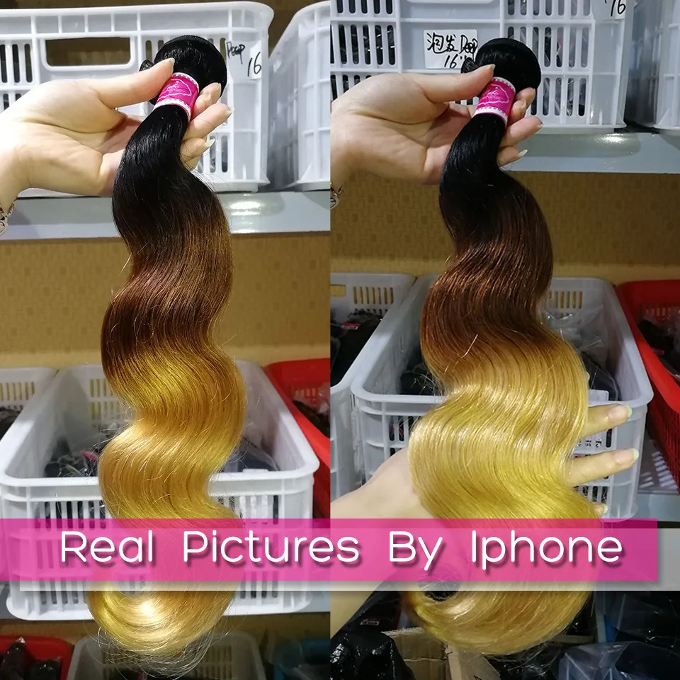 Clearance Ombre Brazilian body Hair 1b/4/27  Human Hair weave 3 Tone bundles Remy  Hair Extensions can buy 3 or 4 bundles