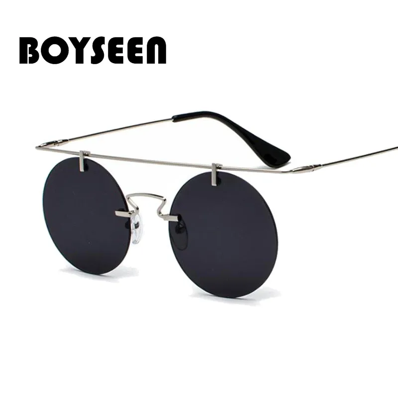 BOYSEEN Modern Style Sunglasses Metal Round Rimless Sun Glasses Brand Designer Glasses Super Light Coating Lens UV400