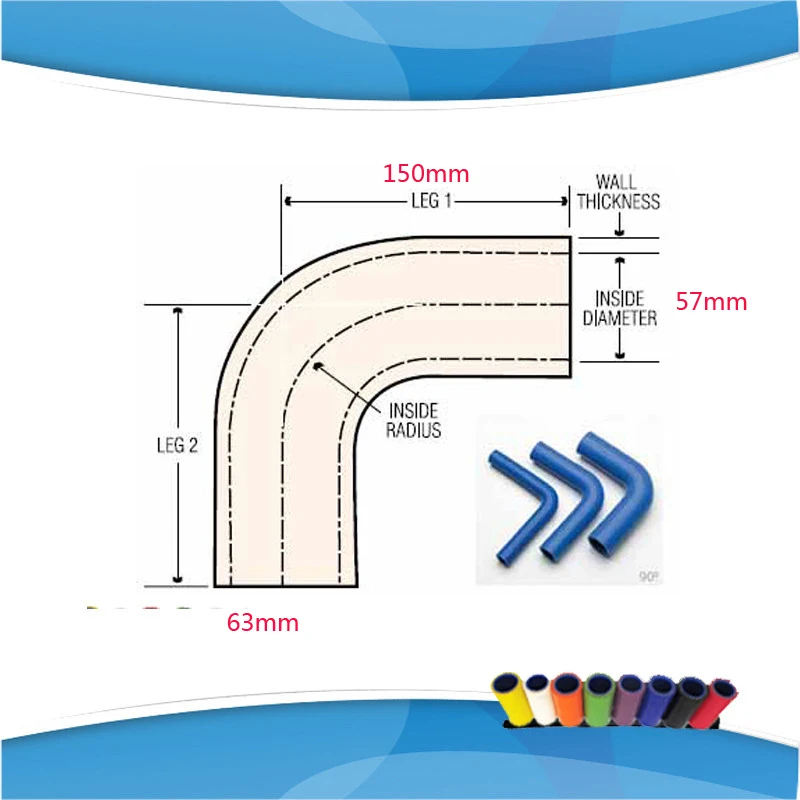 57-63mm 90 bend hose leg lenght150mm