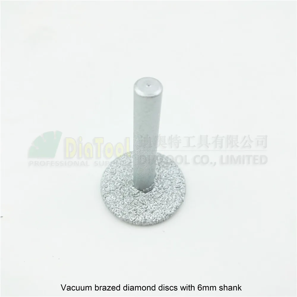 DIATOOL Dia 25mm Mini Vacuum Brazed Diamond Discs 6mm Shank Cutting Grinding Carving Granite Marble Stone Diamond Saw Blade Disc