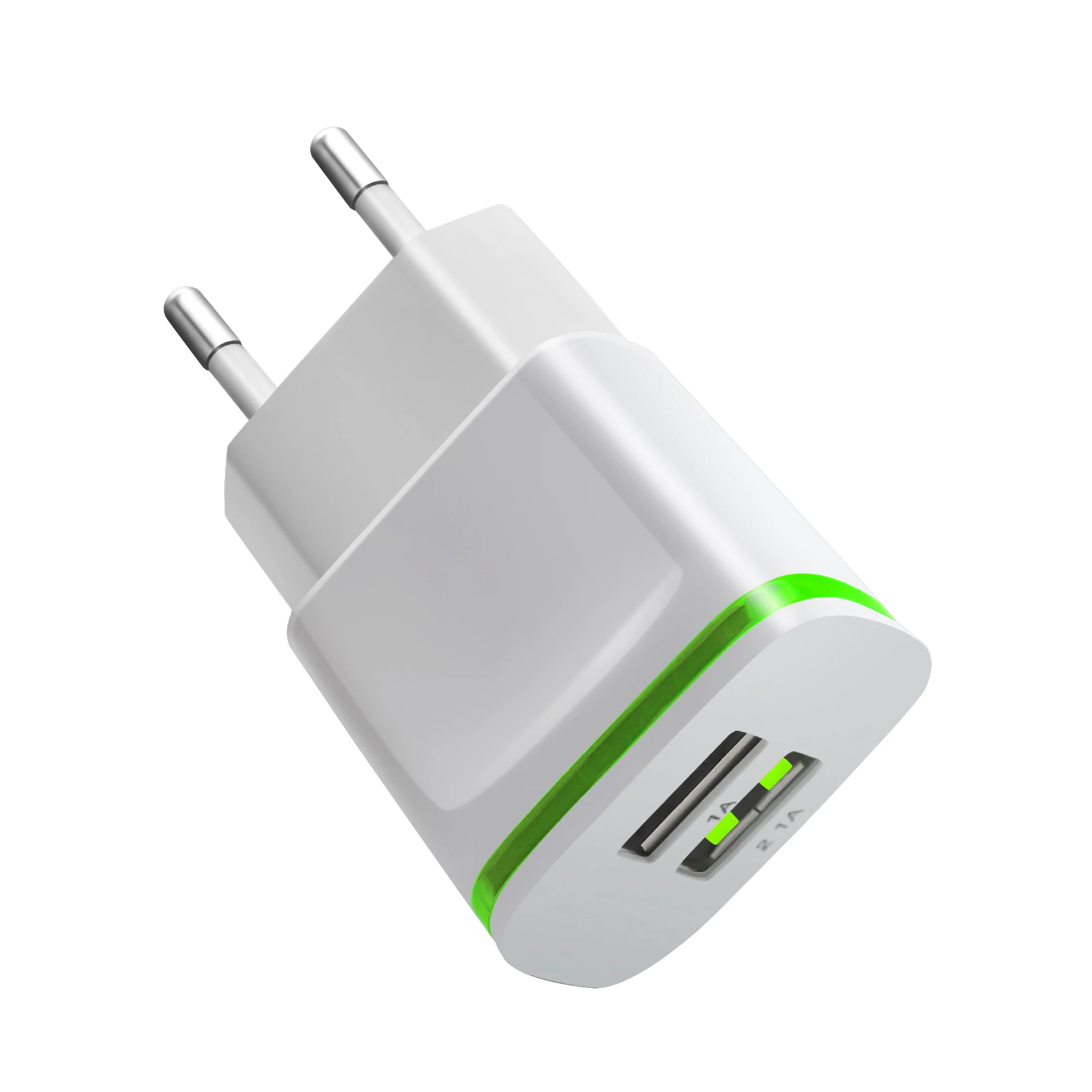 Cargador USB Dual para teléfono móvil, adaptador de pared de 5V, 2.1A, carga de microdatos para iPhone, iPad, Samsung