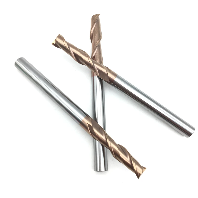 Fresa de topo plano, hrc60, 2f-d8 * 100l, 8mm, de carboneto sólido, duas flautas, revestido, quadrado, linear, fresa para trabalhar em metal