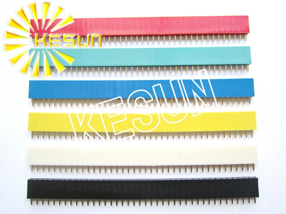 80PCS x Red  Green Blue Yellow White Black  2.54mm 1*40 40P 40Pin Female Pin Header Strip