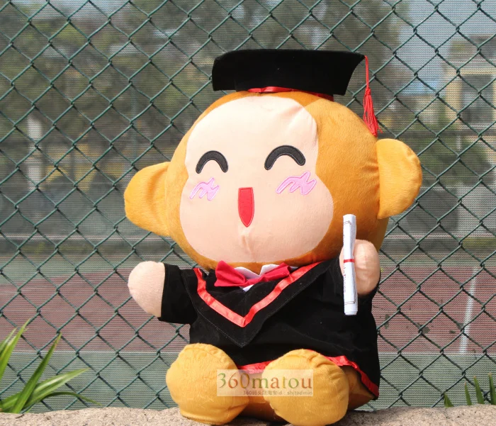 

about 35 cm bachelor gown monkey plush toy Doctorial hat monkey doll toy souvenir graduation gift w6418