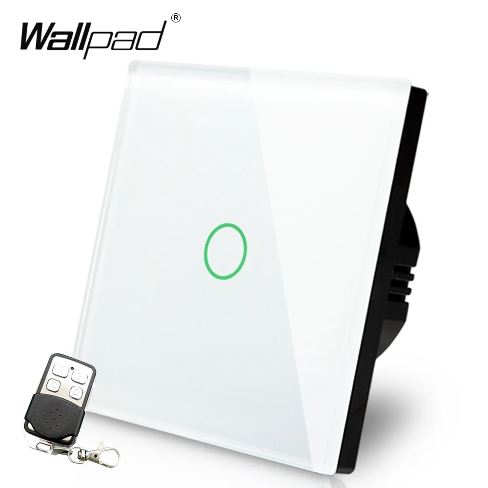 EU UK Dimmer Remote 110V-250V Wallpad White Glass Touch RF433 1 Gang Dimmer For LED Wireless Remote Wall Switch