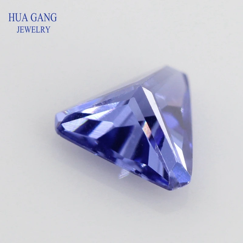 Tanzan Blue Triangle Cut Corner Shape Cubic Zirconia Brilliant Cut Loose CZ Stone Synthetic Gems Beads For Jewelry 4x4-10x10mm