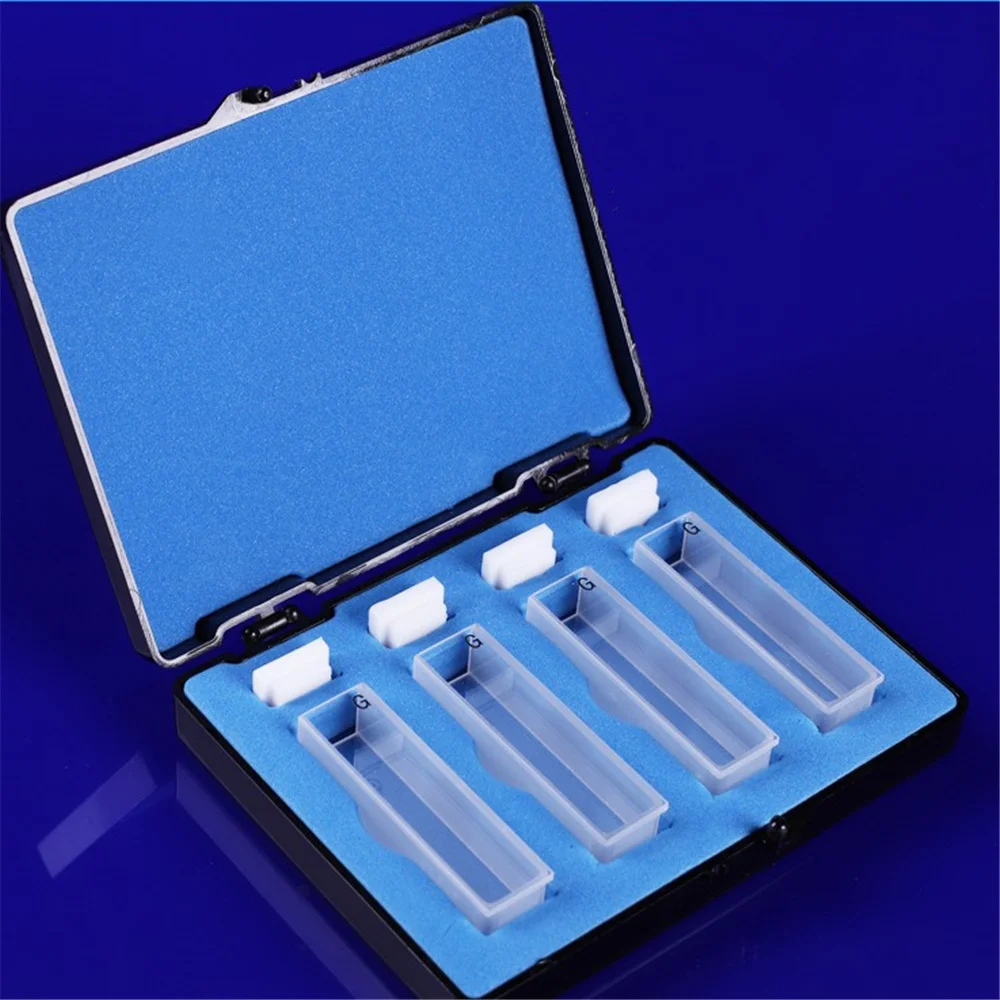 4Pcs 10mm Path Length Glass Cuvette Cell With Lid For Spectrophotometers