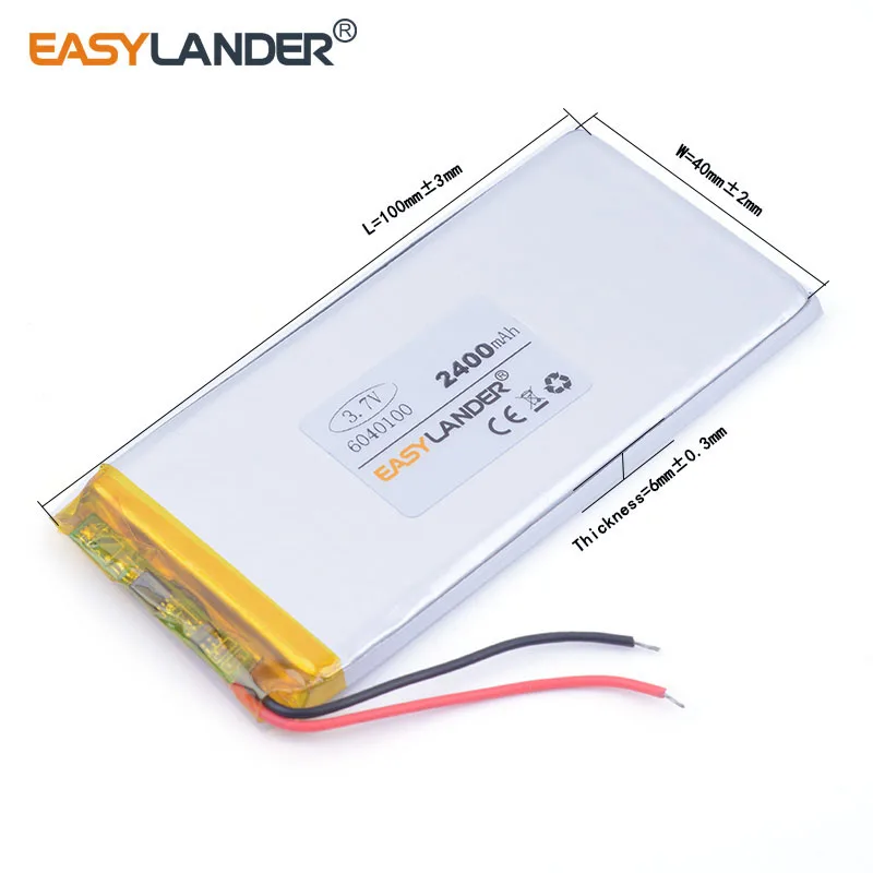 3,7V 2400mAh 6040100   Bateria recarregável de polímero de íon-lítio de lítio