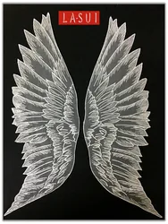 LASUI  3pairs=6 pieces white and black Angel Wings Organza Lace  applique DIY  Dress accessories  0024