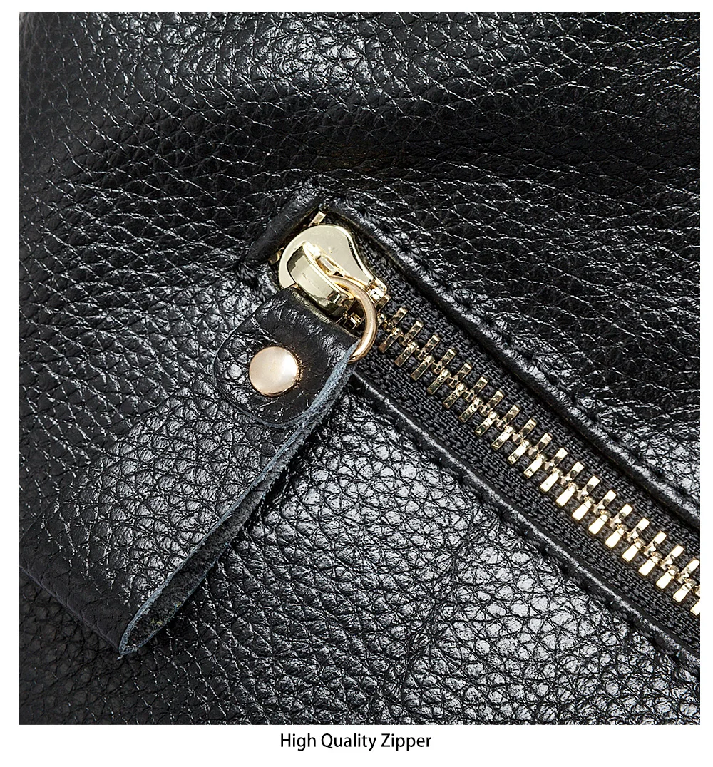Zency 100 % echtes Leder, Qualität A+, Damen-Umhängetasche, modisch, schwarz, Messenger-Umhängetasche, Damen-Hobos, graue Tragetasche – Detail 18