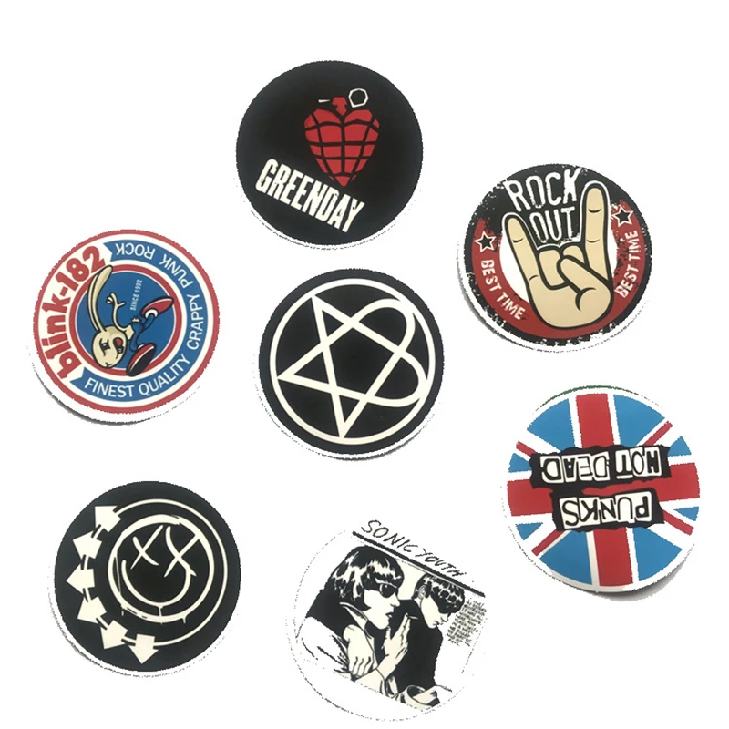 10/30/60pcs Cartoon Retro Rock Band Music Stickers Grean Day RHCP Luggage Guitar Suitcase Skateboard DIY Graffiti Stickers F5