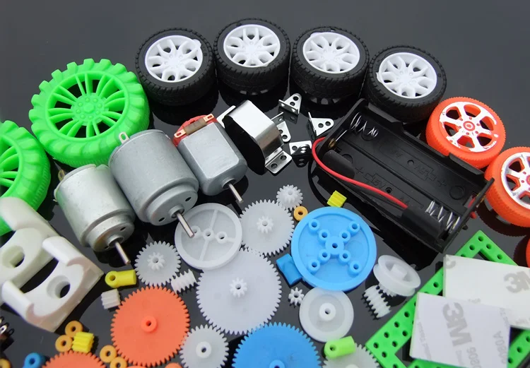 Toy Motor Gear Package,112 Pieces,Plastic Gear + Motor +Tyre Mould Part