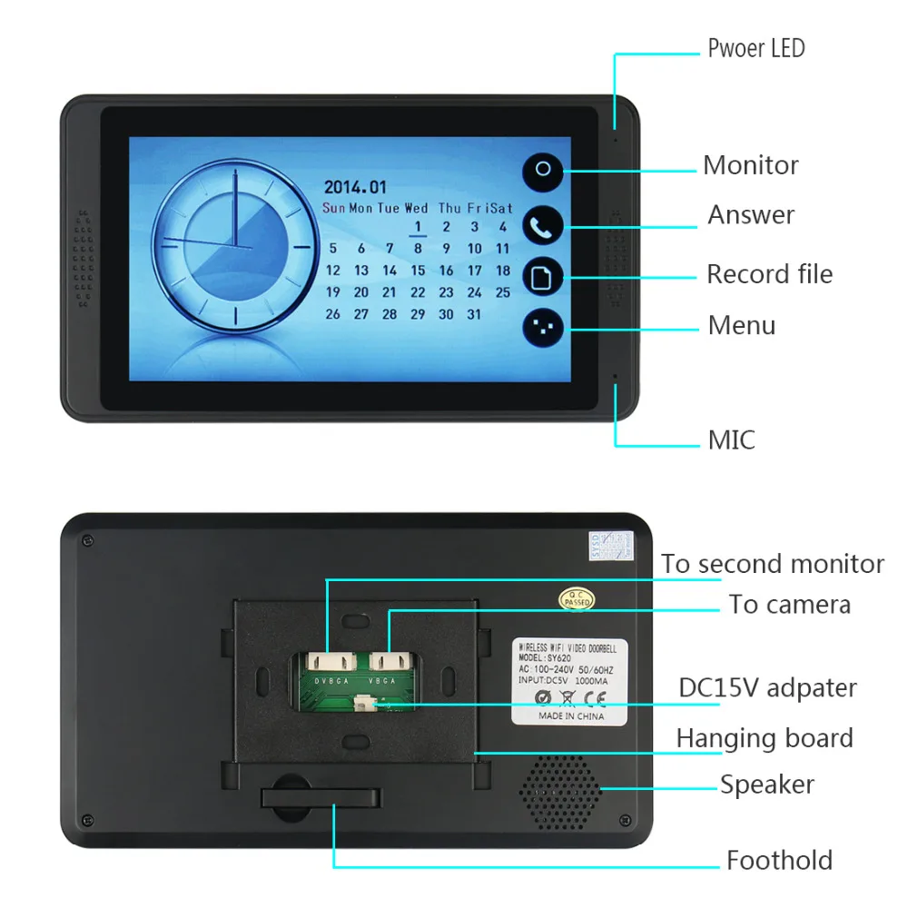 Visiophone avec écran tactile 7 pouces, interphone vidéo pour la maison, caméra étanche IR, vision nocturne, enregistrement vidéo RFID, système de