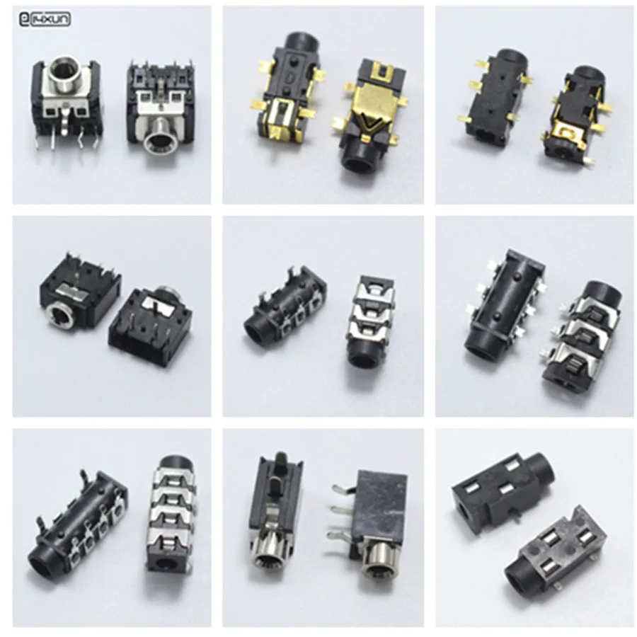 PJ Series 3.5mm Stereo Female Socket with Screw 3.5 Audio Headphone Jack 3P Vertical Double Channel Connector 313 392 324