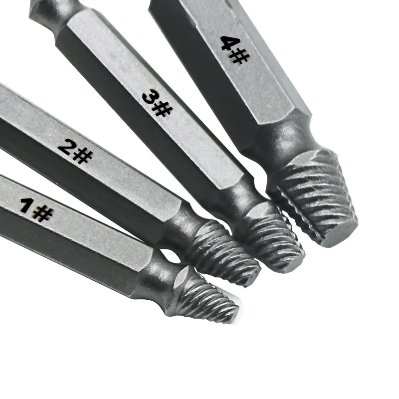4Pc Double Ended Screw Extractor Broken Breakage หัวสกรู Extractors ไม้ Bolts Remover สารสกัดจากเจาะเครื่องมือ1 #2 #3 #4 #