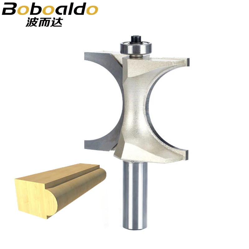 1pc 1/2 1/4 inch Shank Half Round bit 2 Flute Endmill Router Bits for Wood With Bearing Woodworking Tool Milling Cutter