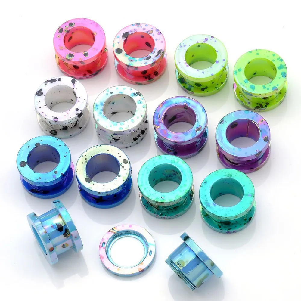 Colorful Ear expander 1Pair Acrylic Dot Screw Back Flesh Tunnel Ear Plug Expander Stretcher Ear Stud Plug