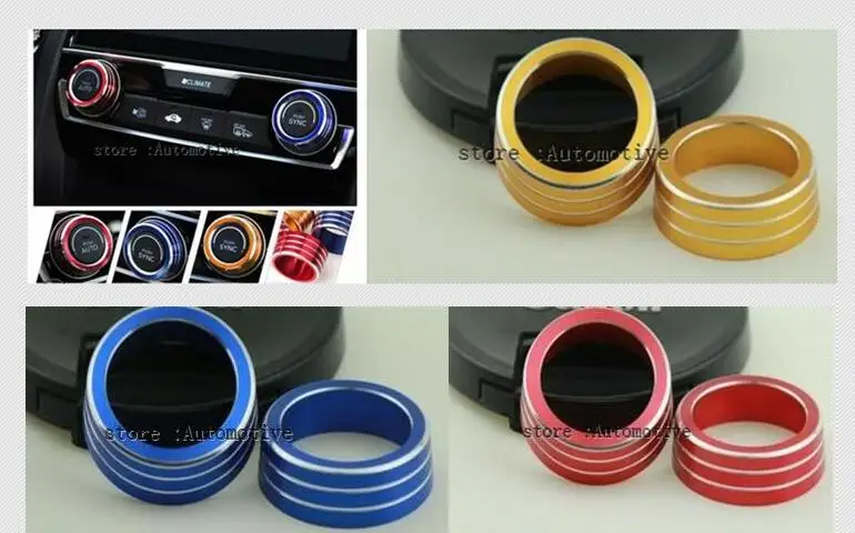 

2pcs Aluminum AC Switch Buttons Cover Air Condition Climate Control Ring Knob Trim for Honda Civic 2016 2017 2018