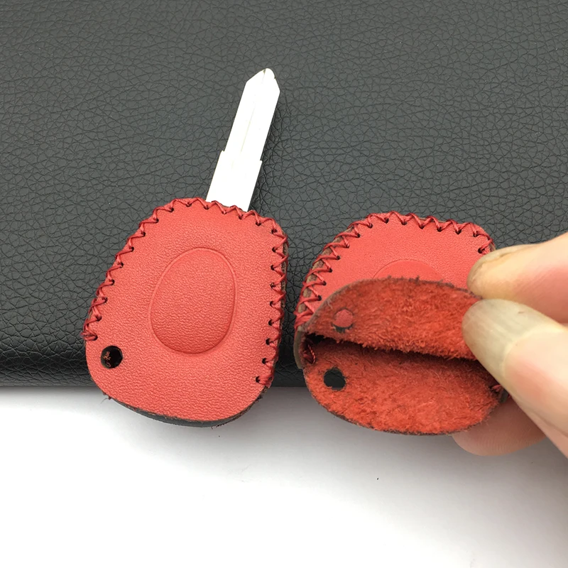 High Quality 100% Leather Car Key Shell Case Cover Holder For Renault Clio Megane Scenic IR Remote Fob 1 Buttons Key Shell