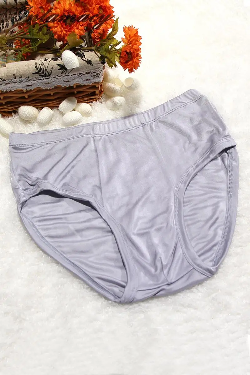 

100% real Silk Male briefs, middle Waist, Breathable comfortable ,real Silk knitting Underwear ,Big size 3XL