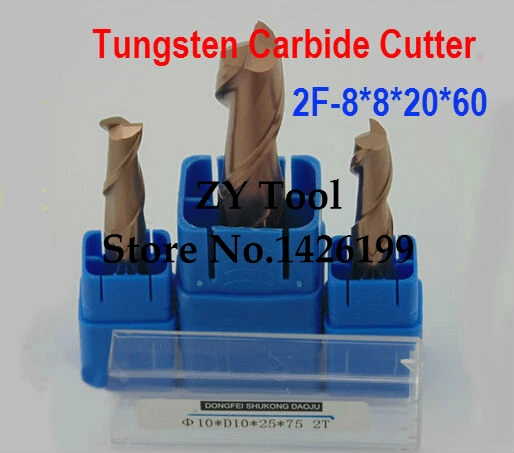 Herramienta de corte cnc cortador de aleación de tungsteno HRC602F * 8,0*8*20*60, máquina CNC, fresadora, herramientas de fresado CNC, herramienta Nc