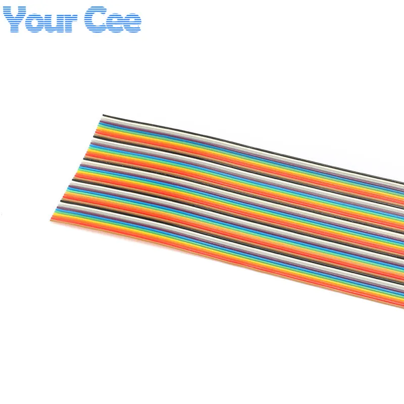 Câble ruban arc-en-ciel, fil de document plat, pas d'espacement de 1.27mm, 10P, 14P, 16P, 20P, 26P, 34P, 40P, 50P, 2 m/lot