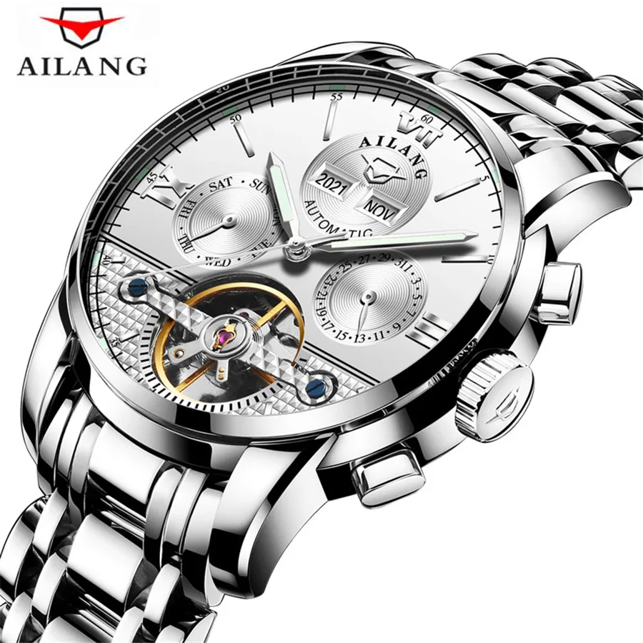 AILANG Designs New Sports Business Stainless Steel Men\'s Watch Luxury Brand Men\'s Fashion Automatic Mechanical Watch Relogio