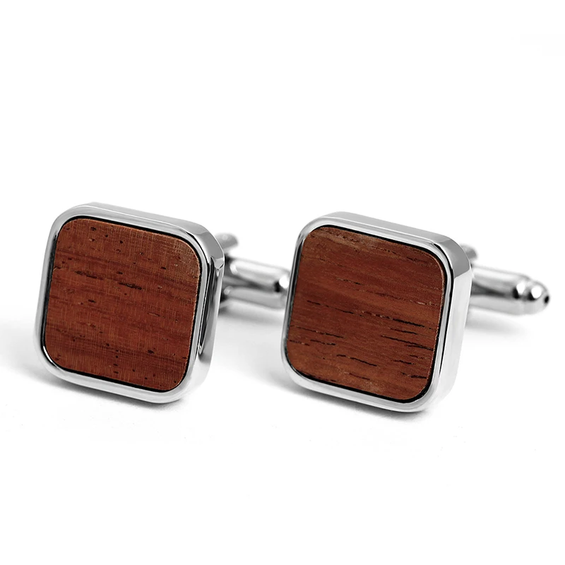 Jelmoons New Novelty Wood Design Cufflinks Square&Round High Quality Brown Mens Shirt Cufflinks Wedding Gift