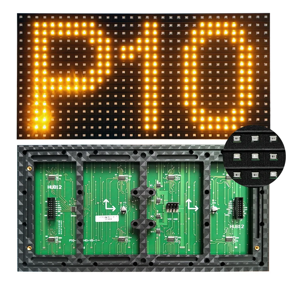 320X160 Mm Semi Outdoor Warna Kuning P10 LED Display Panel warna Tunggal Indoor SMD P10 LED Tampilan Modul