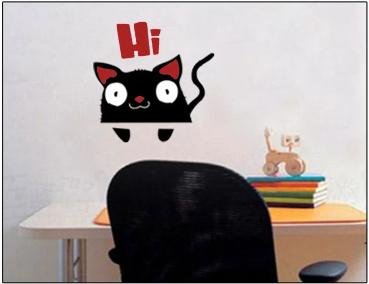 Cartoon überrascht Katze Schalter Wanda uf kleber Wohnkultur Kinderzimmer Aufkleber entfernbare Vinyl Kunst Wohnzimmer dekorative niedliche Aufkleber – Detail 4