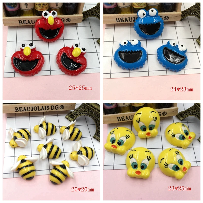 

10pcs Resin Adorable Cartoon, Cute Animals Resin Flatback Cabochon for Hair Bow Center, Scrapbooking