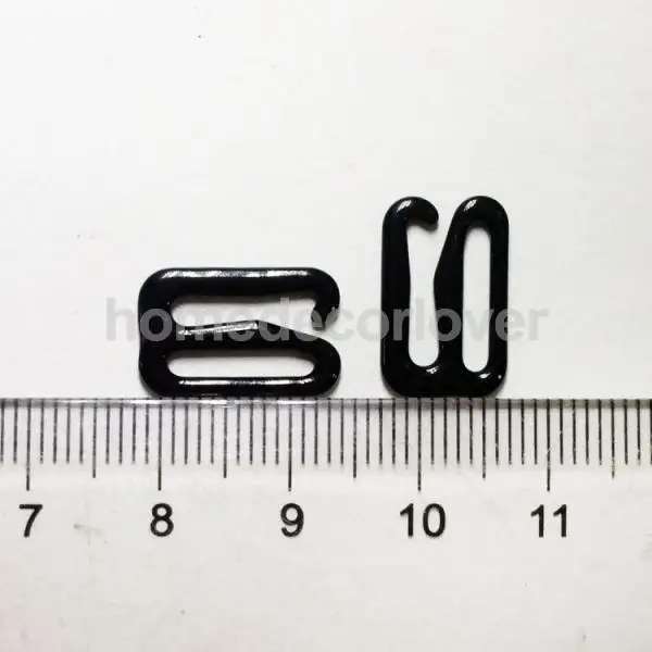 100/lot 8mm/10mm/15mm/20mm/25mm Black Bra Adjuster Metal Slider Hook Ring for Bikini Lingerie