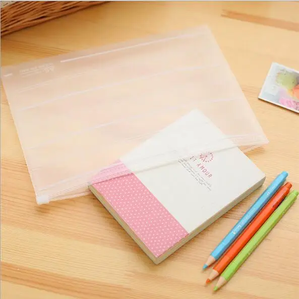Kawaii Transparent PVC A4 File Folder Desk Document Organizer Bag Office School Pencil Storage Case Stationery Supplies
