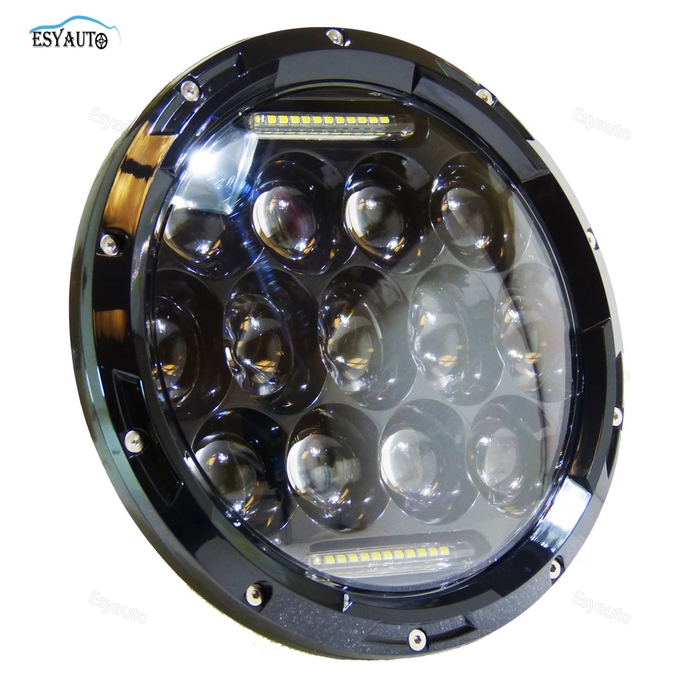 promotion 1 set Round 7inch 75W LED Headlight 12V 24V Led DRL Light for Wrangler