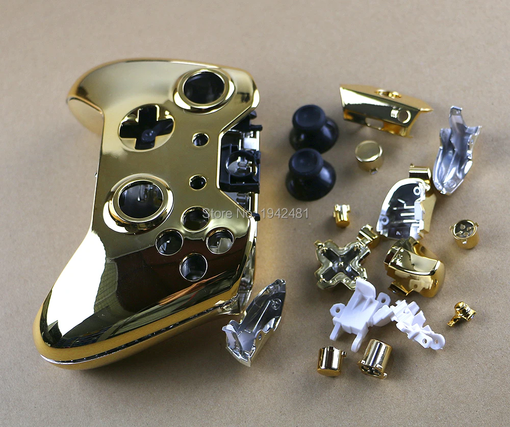 ボタン付きの完全なハウジング,xbox one,xboxone,ワイヤレスコントローラー用の交換用クロームケース,1セット