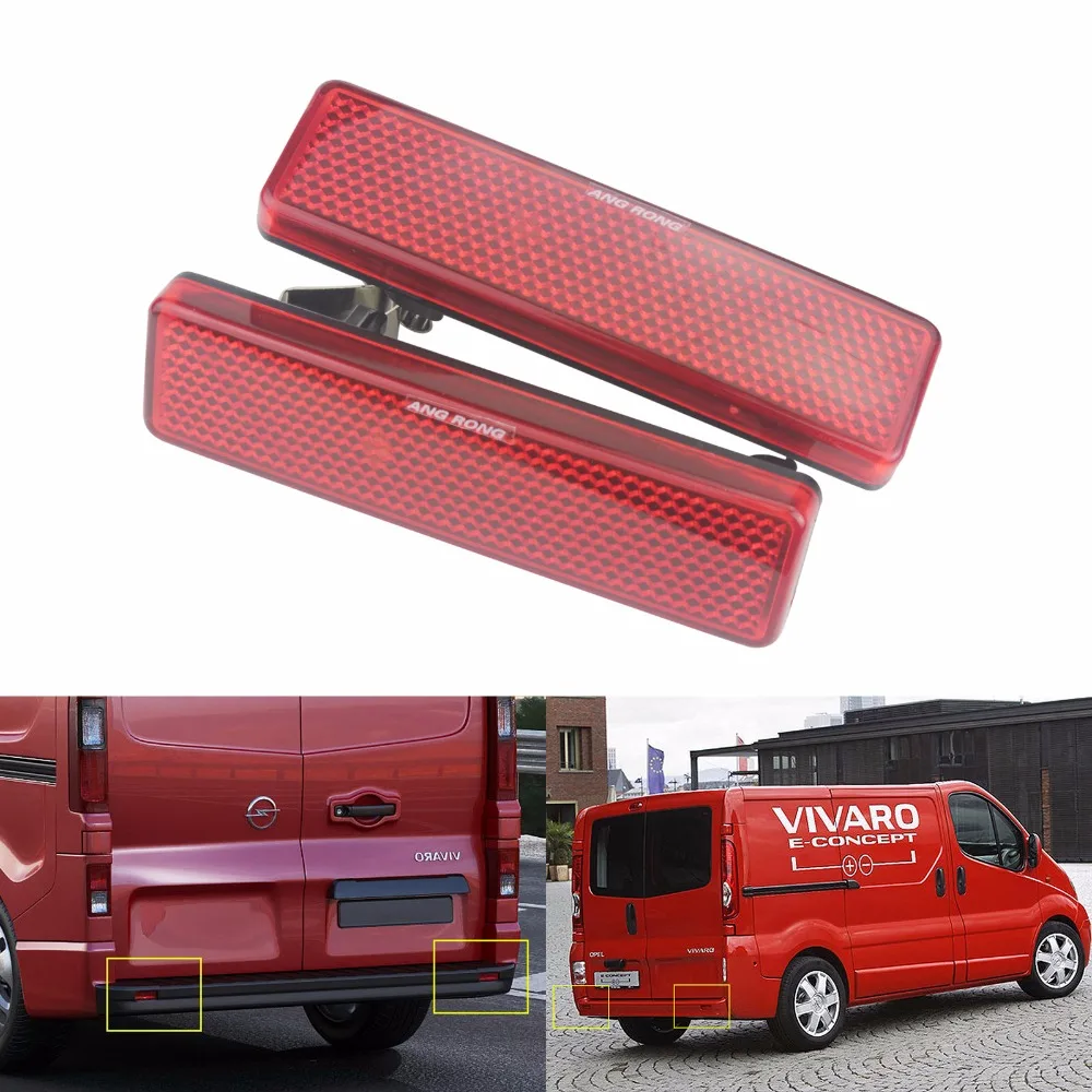 ANGRONG 2x Red Lens OEM Rear Bumper Reflector L+R (CA329) For Renault Trafic Master Primastar