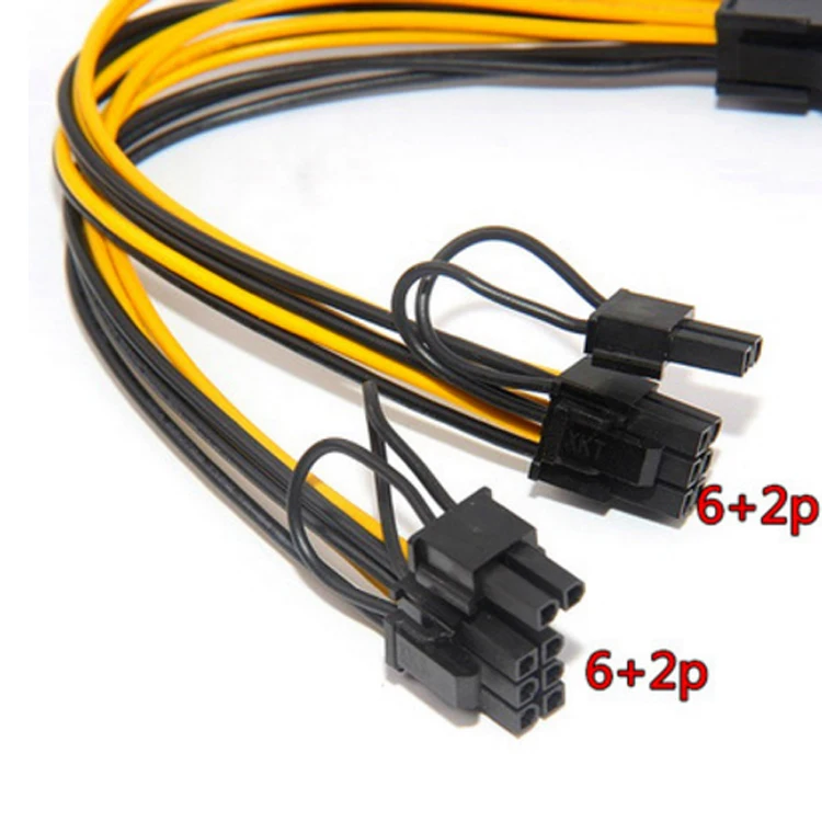 cpu or gpu 8Pin to 2*8pin(6+2) Graphic Card for miner Double PCI-E PCIe 8Pin Power Supply Splitter Cable Cord 21cm