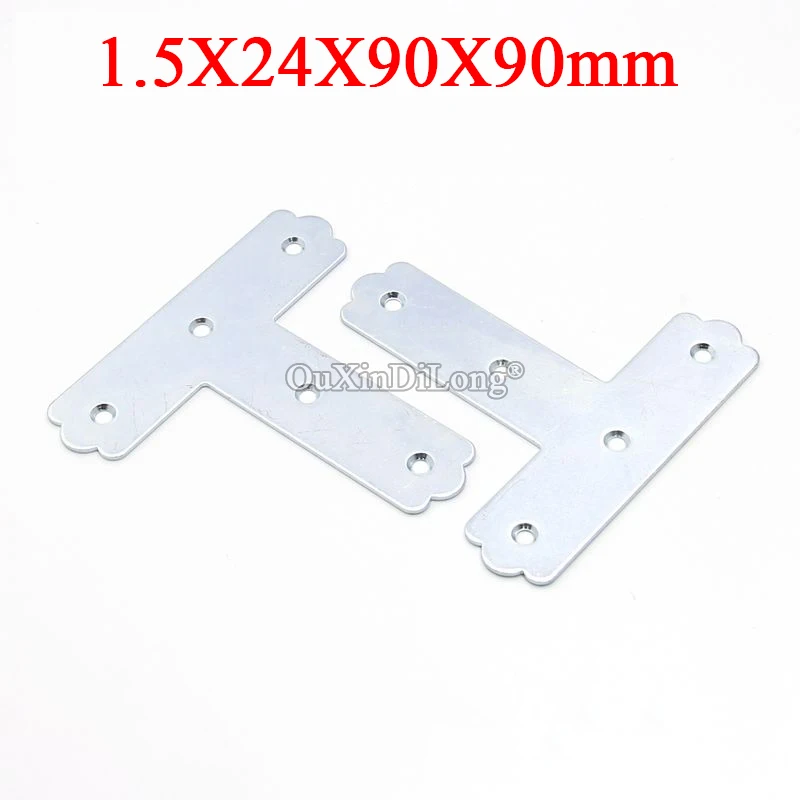 HOT 40PCS Metal Flat Corner Braces 24X90X90 T Shape Triangle Reinforced Connect Fittings Board Frame Furniture Fastener Brackets